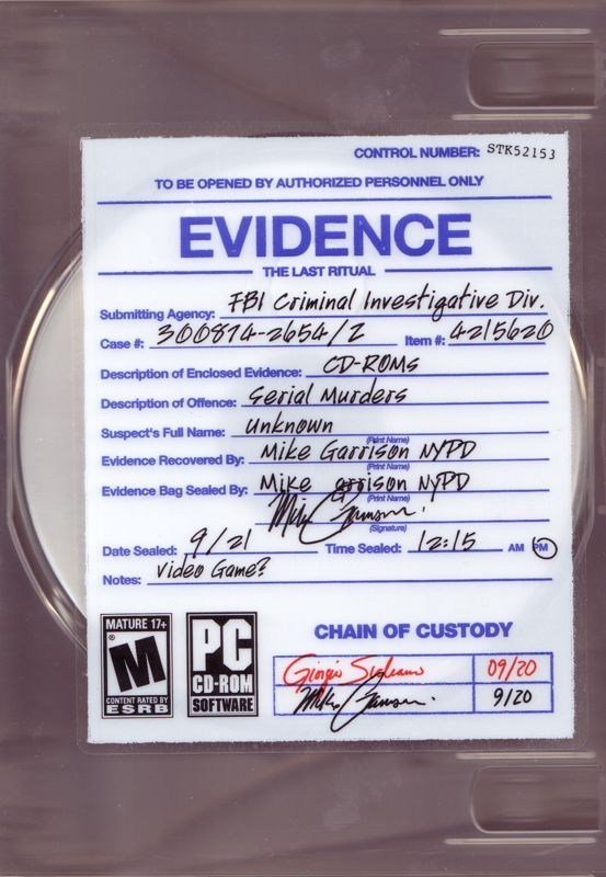 Game cover: Evidence: The Last Ritual