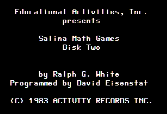 Game cover: Salina Math Games: Disk Two