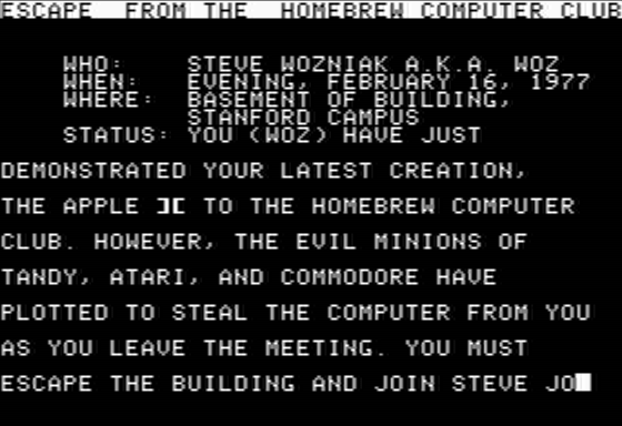 Game cover: Escape from Homebrew Computer Club
